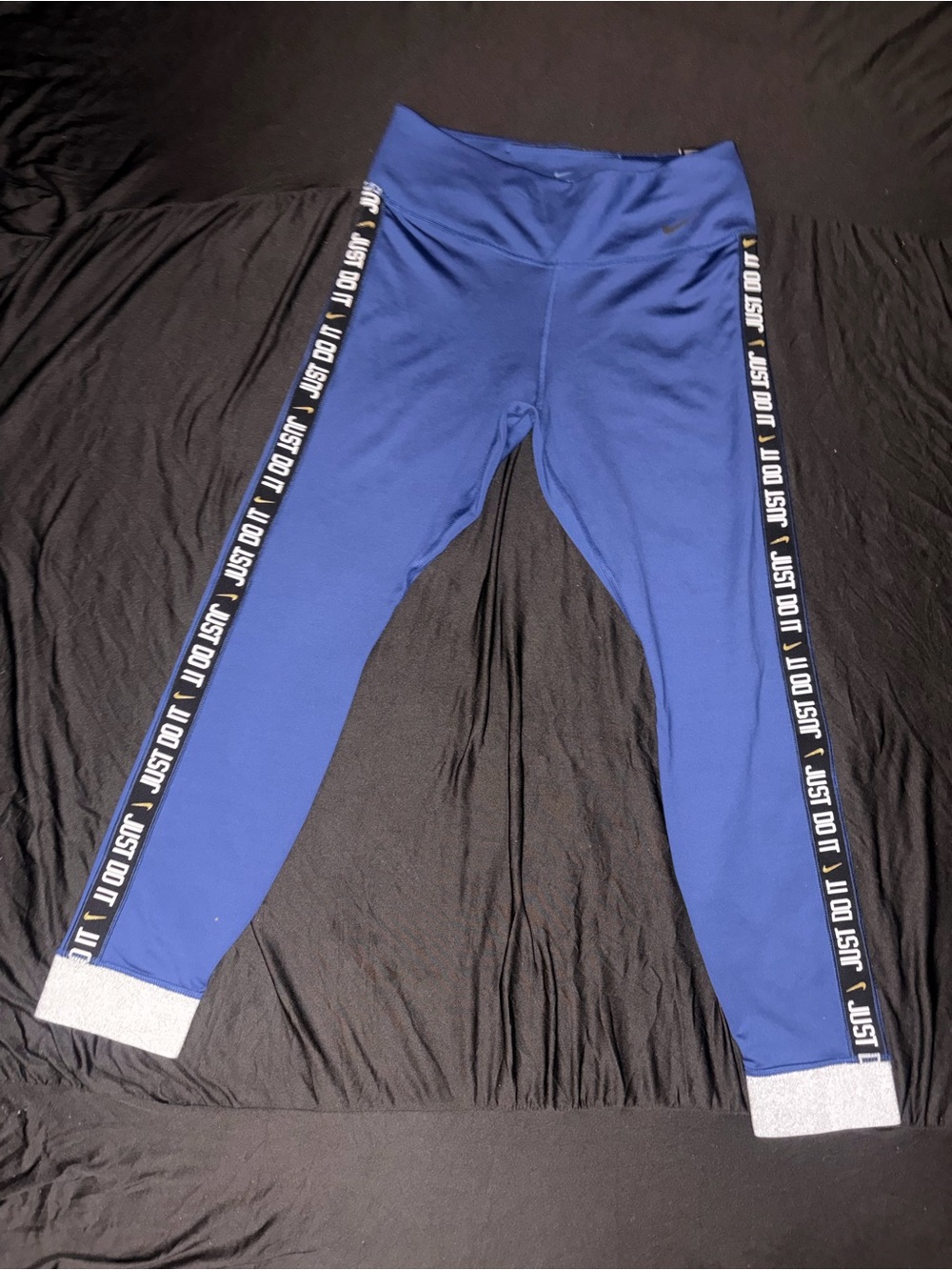 Nike Royal Blue Kids Leggings with 'Just Do It' Side Tape